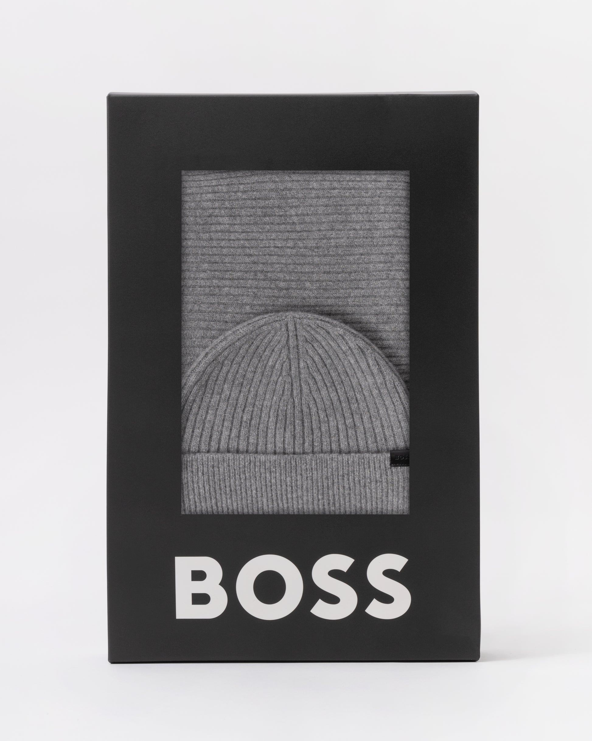 BOSS Orange Uboldi Scarf & Beanie Set - Silver 041 in box