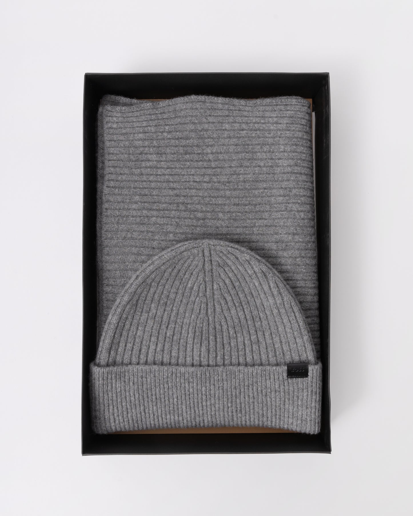 BOSS Orange Uboldi Scarf & Beanie Set - Silver 041 in box 2