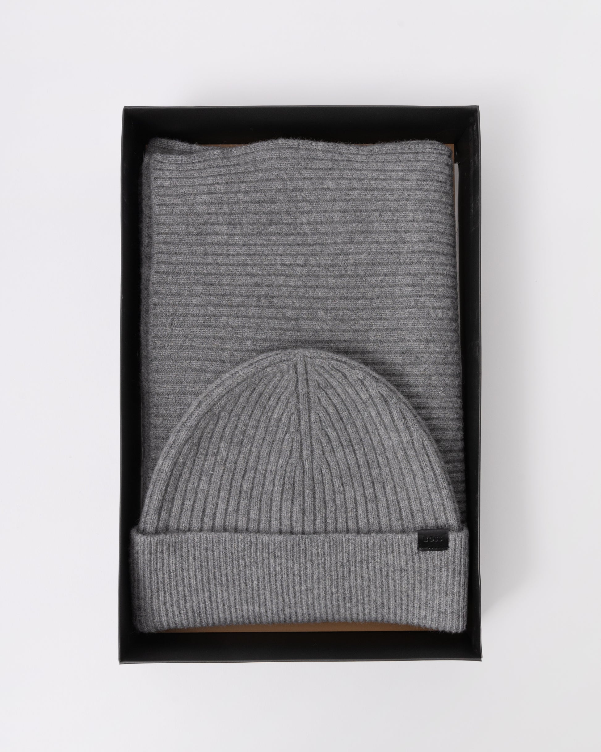 BOSS Orange Uboldi Scarf & Beanie Set - Silver 041 in box 2