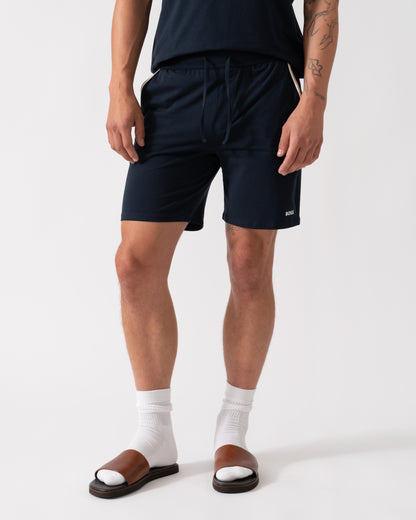 BOSS Orange Unique Mens Stretch-Cotton Pyjama Shorts with Tape Trims  - Dark Blue 403
