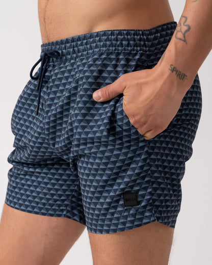 BOSS Orange Vibe Mens Logo-Label Swim Shorts with Seasonal Pattern - Navy 414