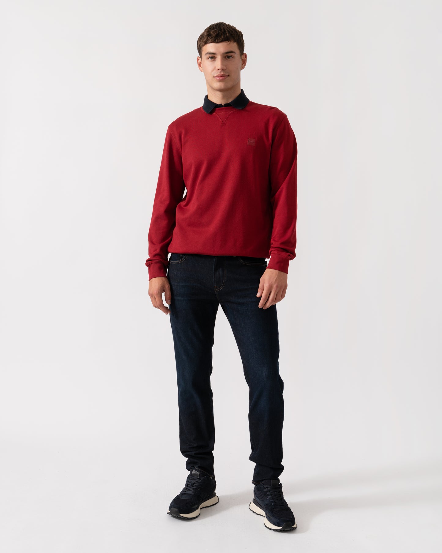 BOSS Orange Westart Mens Crew Neck Sweatshirt With Logo Patch - Medium Red 614