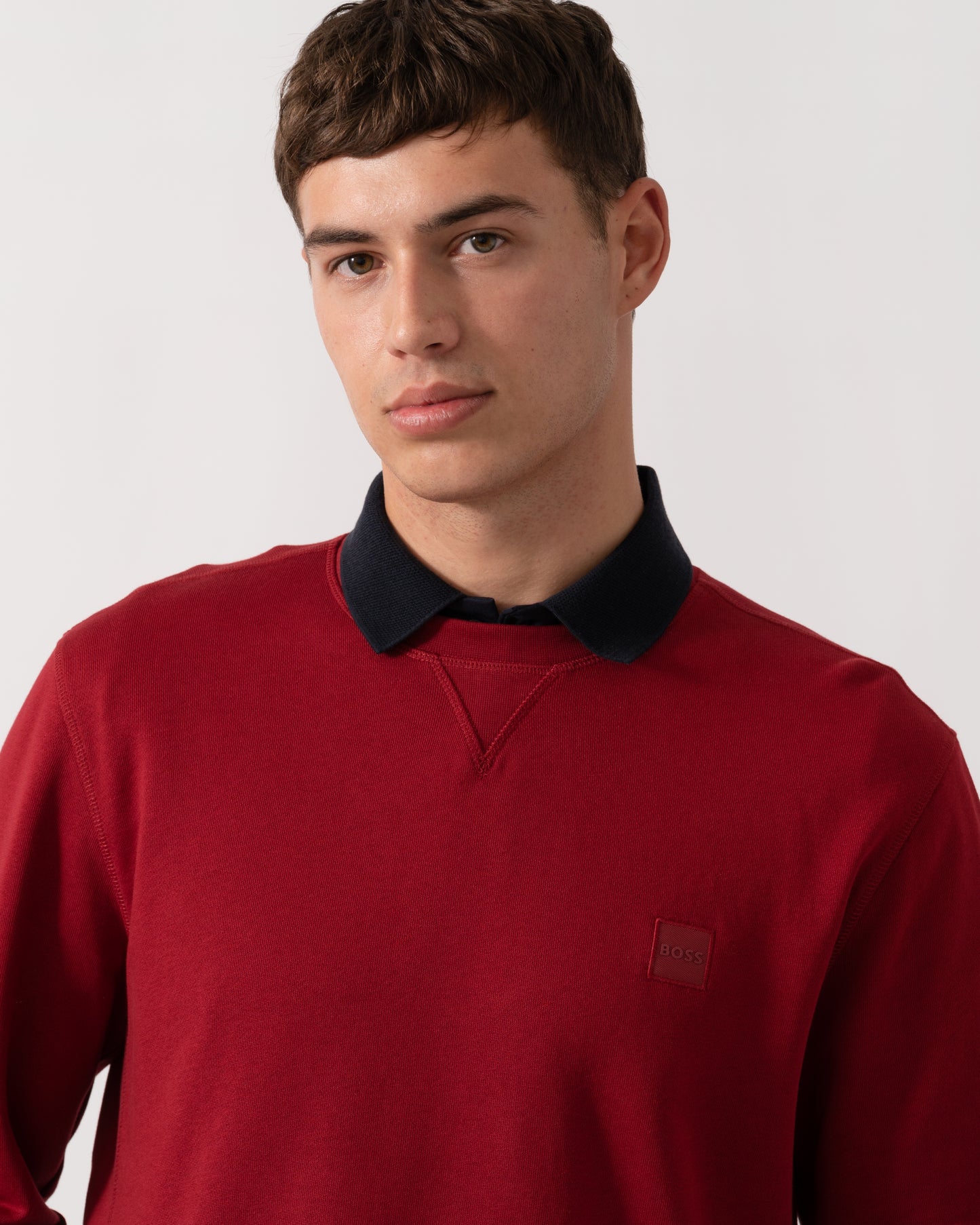 BOSS Orange Westart Mens Crew Neck Sweatshirt With Logo Patch - Medium Red 614