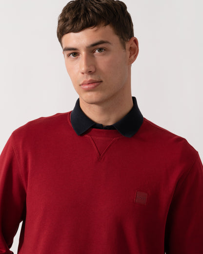 BOSS Orange Westart Mens Crew Neck Sweatshirt With Logo Patch - Medium Red 614