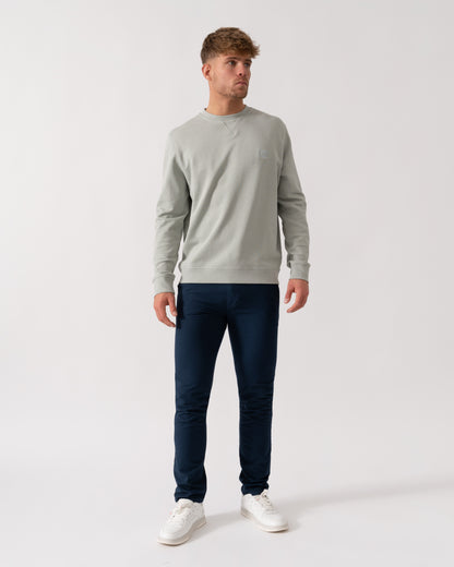 BOSS Orange Westart Mens Crew Neck Sweatshirt With Logo Patch - Silver 043