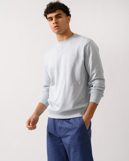 BOSS Orange Westart Mens Crew Neck Sweatshirt With Logo Patch - Light/Pastel Grey 053