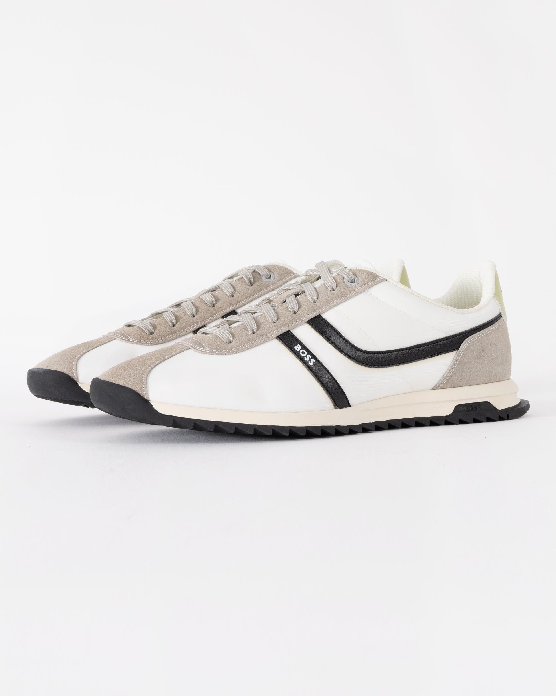 BOSS Orange Zayn Mens Logo Trainers with Faux Suede Trims - Open Grey 063 | CHO | Designer Mens Trainers