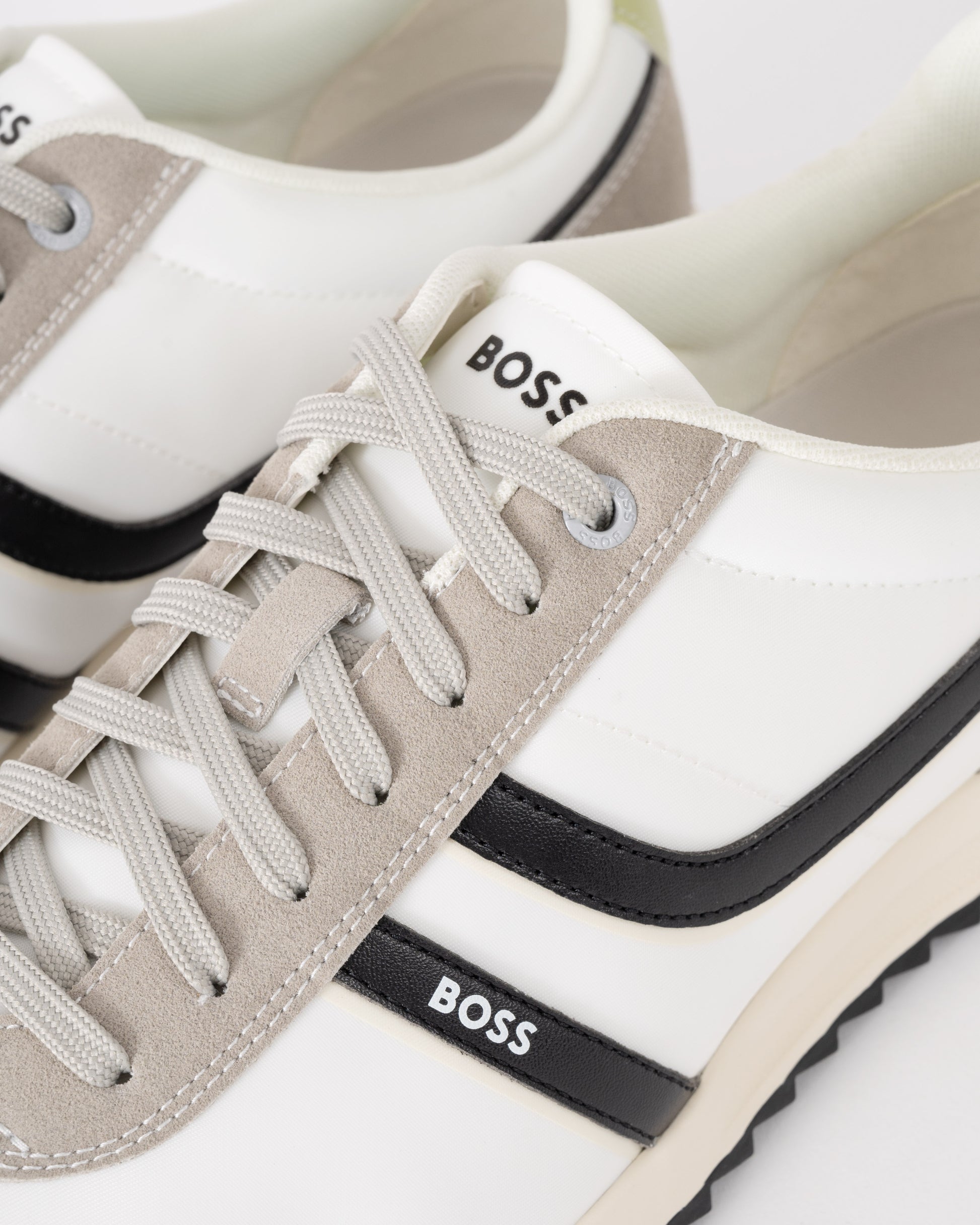 BOSS Orange Zayn Mens Logo Trainers with Faux Suede Trims - Open Grey 063 | CHO | Designer Mens Trainers