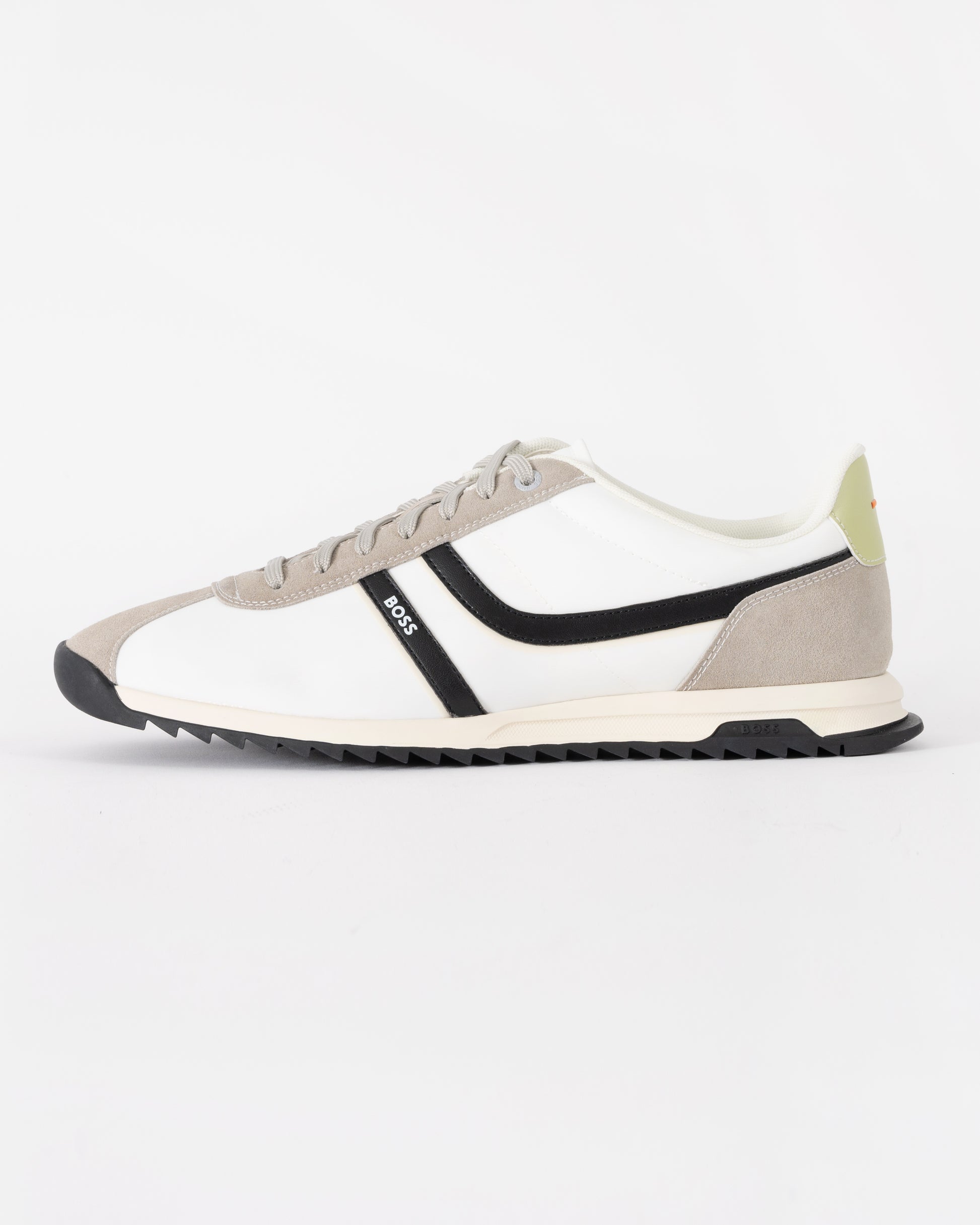 BOSS Orange Zayn Mens Logo Trainers with Faux Suede Trims - Open Grey 063 | CHO | Designer Mens Trainers