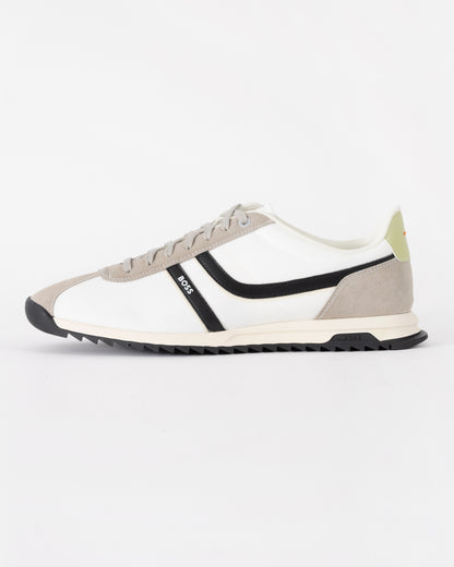 BOSS Orange Zayn Mens Logo Trainers with Faux Suede Trims - Open Grey 063 | CHO | Designer Mens Trainers