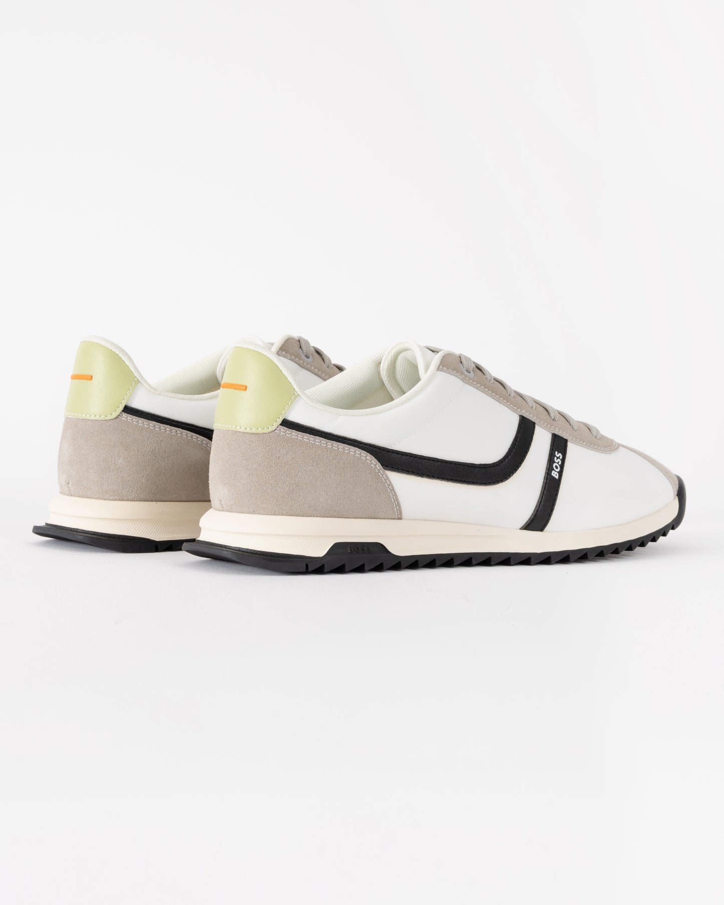 BOSS Orange Zayn Mens Logo Trainers with Faux Suede Trims - Open Grey 063 | CHO | Designer Mens Trainers