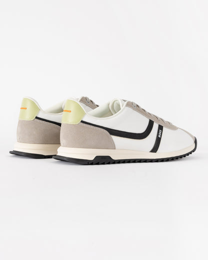 BOSS Orange Zayn Mens Logo Trainers with Faux Suede Trims - Open Grey 063 | CHO | Designer Mens Trainers