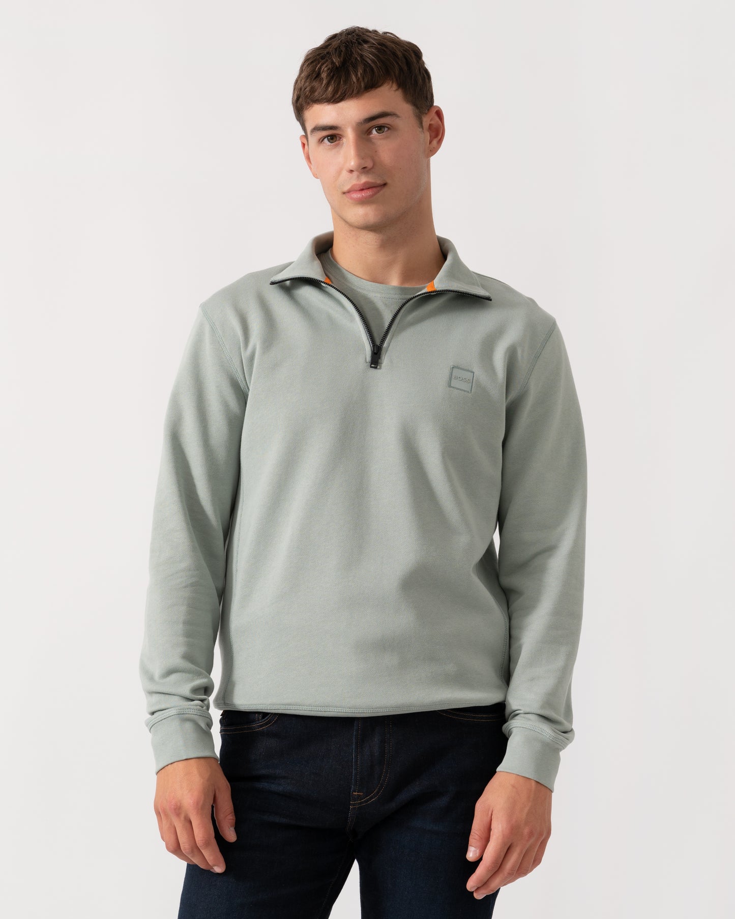 BOSS Orange Zetrust Mens 1/4 Zip Sweatshirt - Open Green 351