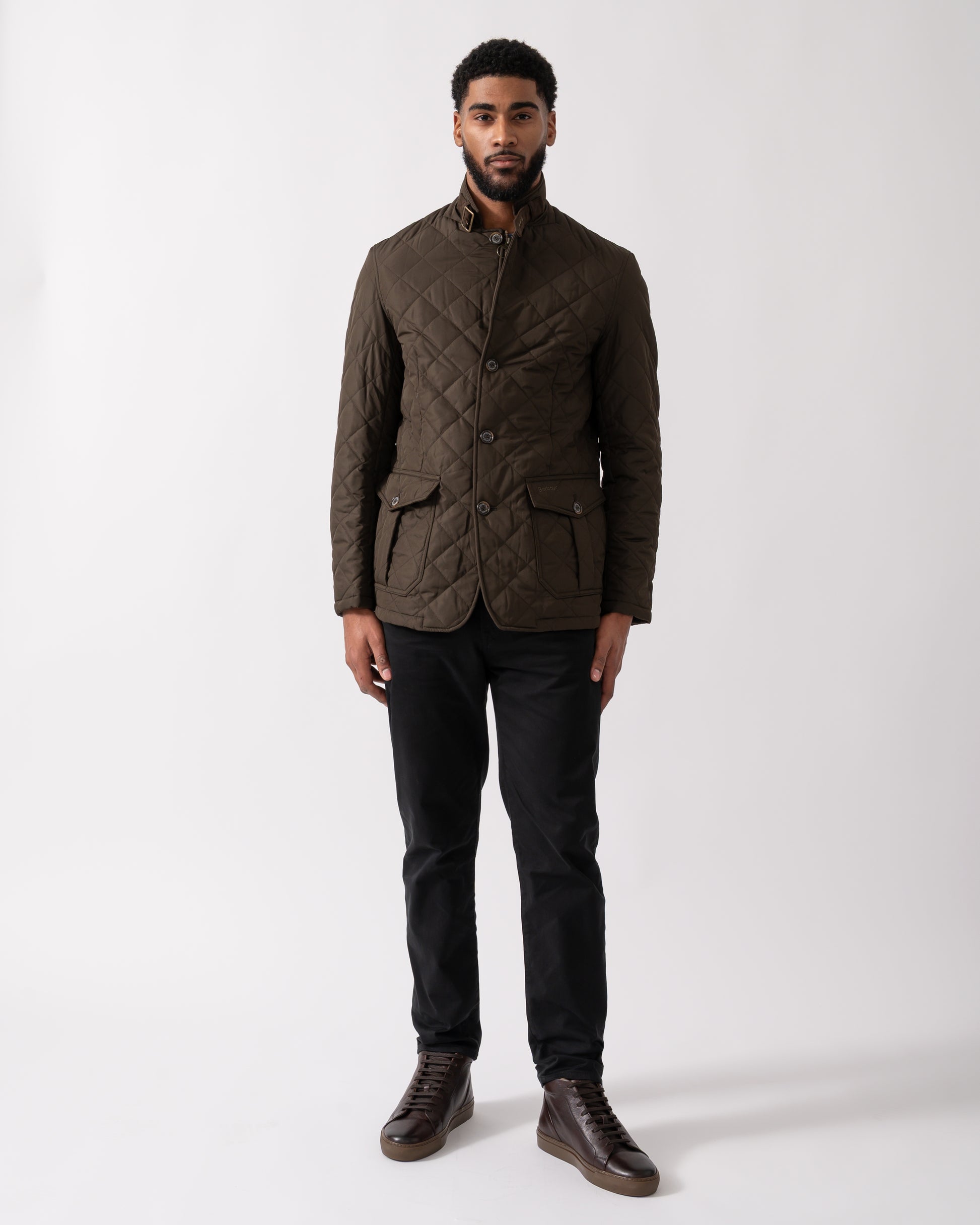 Barbour Lutz Mens Quilted Jacket - Olive - CHO - Designer Mens Coats & Jackets