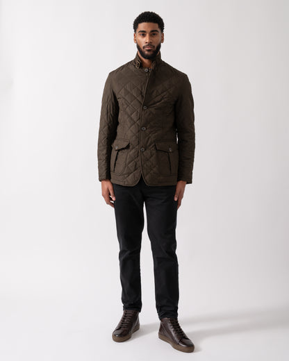 Barbour Lutz Mens Quilted Jacket - Olive - CHO - Designer Mens Coats & Jackets