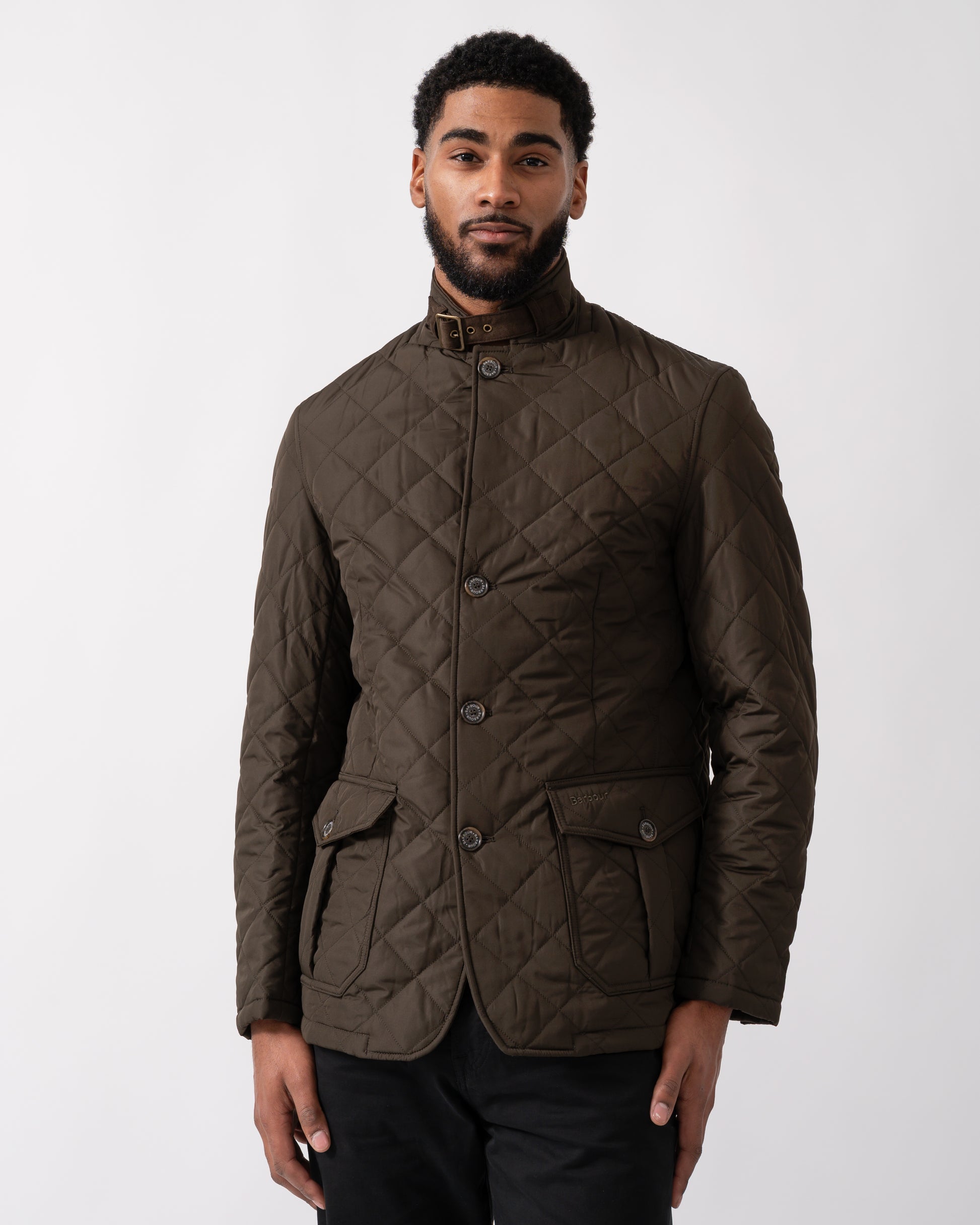 Barbour Lutz Mens Quilted Jacket in Olive