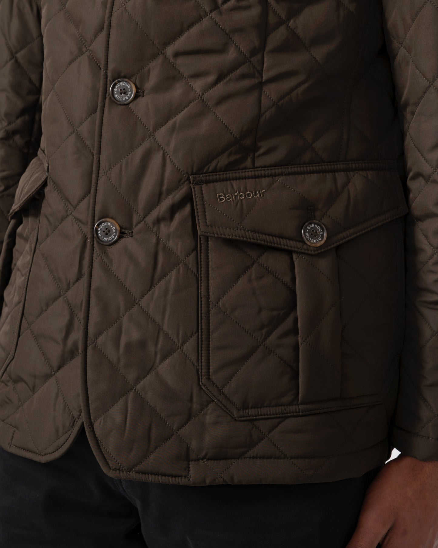 Barbour Lutz Mens Quilted Jacket - Olive - CHO - Designer Mens Coats & Jackets