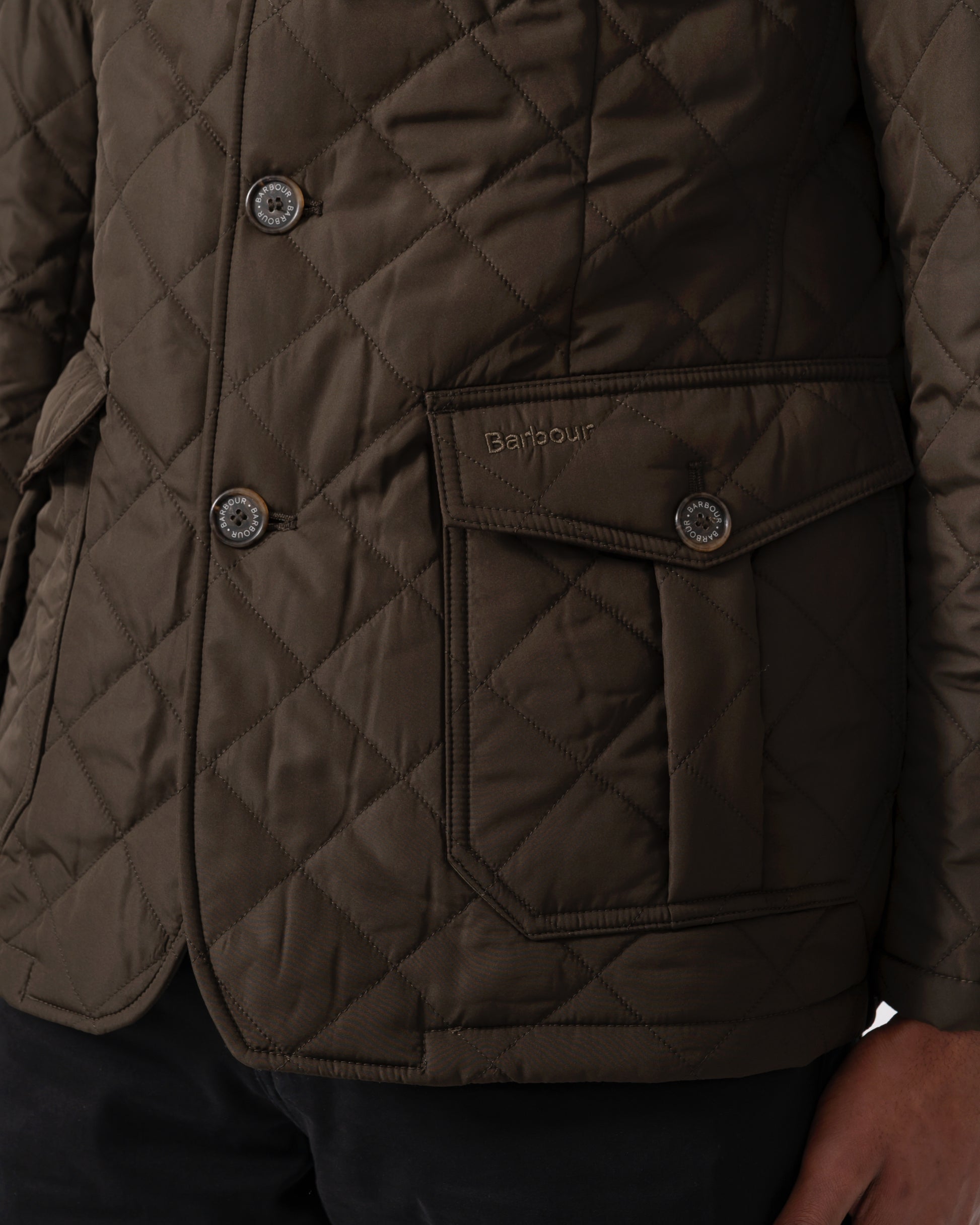 Barbour Lutz Mens Quilted Jacket - Olive - CHO - Designer Mens Coats & Jackets
