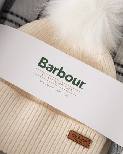 Barbour Dover Beanie & Hailes Scarf Gift Set - Monochrome Tartan