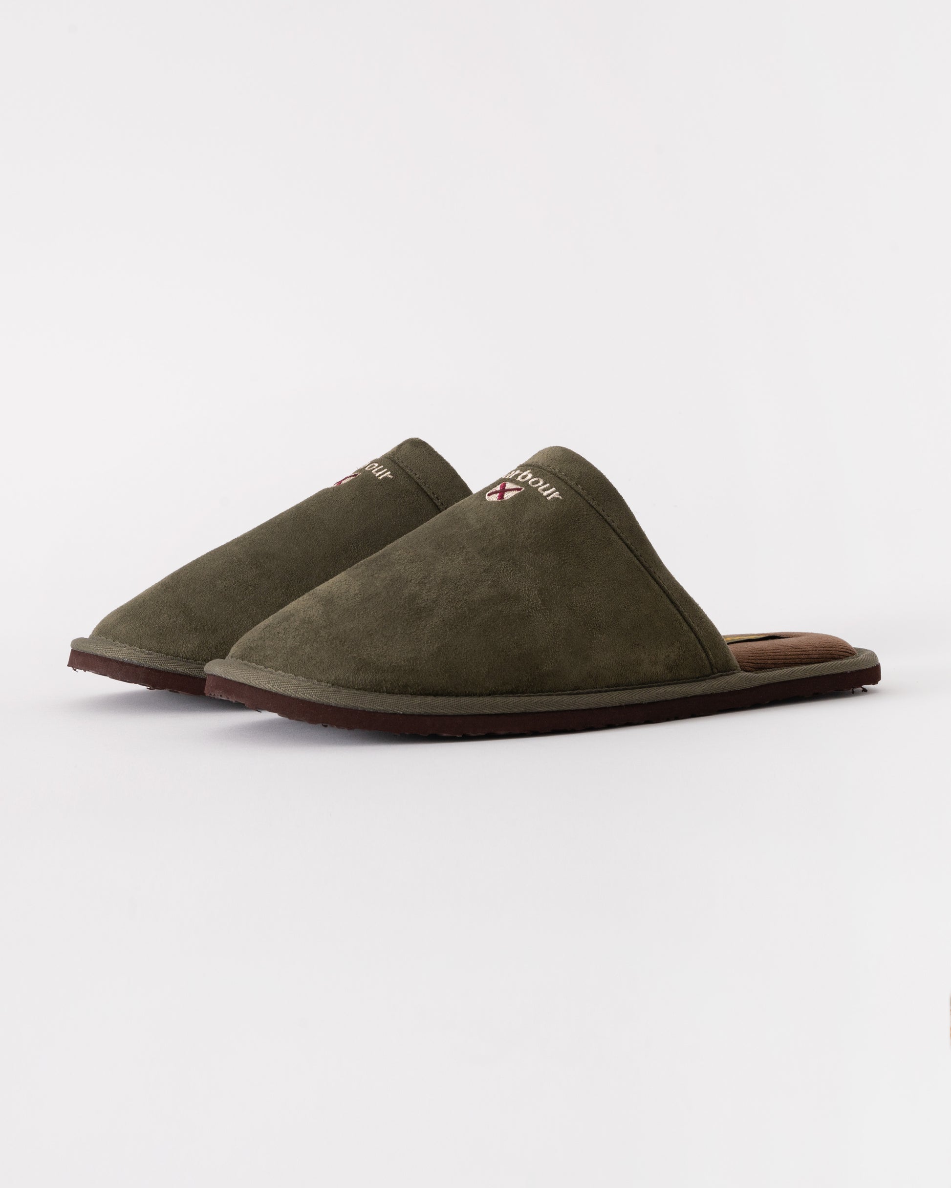 Barbour Everitt Mens Mule Slippers in Olive