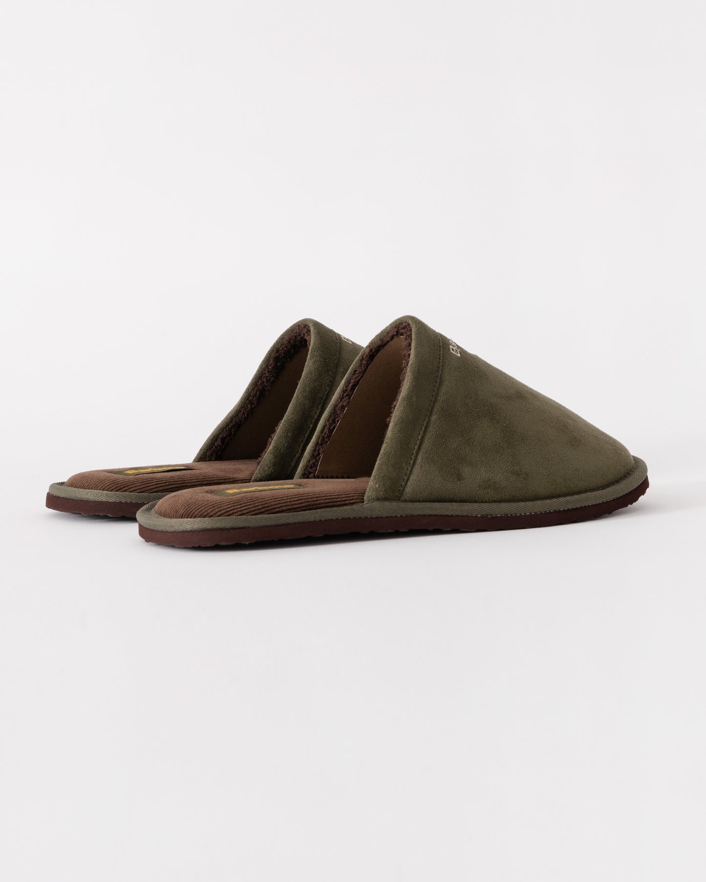 Barbour Everitt Mens Mule Slippers - Olive - CHO - Designer Mens Slippers