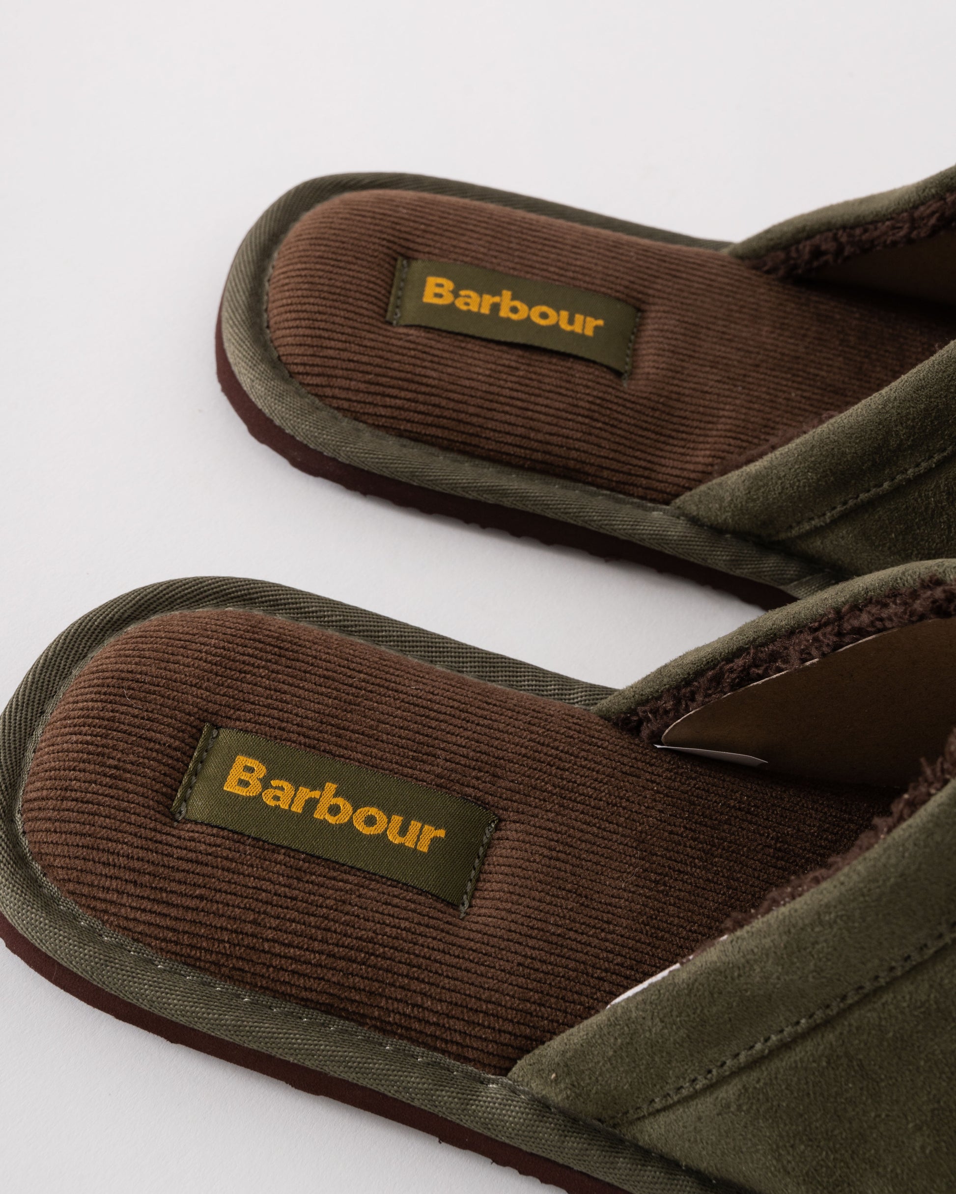 Barbour Everitt Mens Mule Slippers - Olive - CHO - Designer Mens Slippers