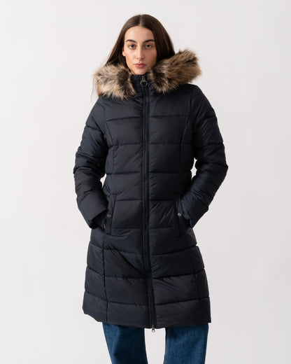 Barbour Rosoman Womens Long Puffer Jacket - Dark Navy