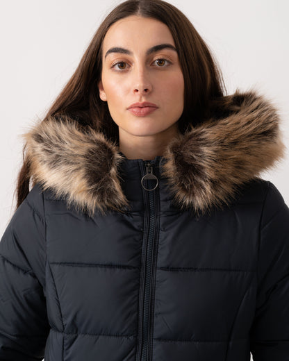 Barbour Rosoman Womens Long Puffer Jacket - Dark Navy