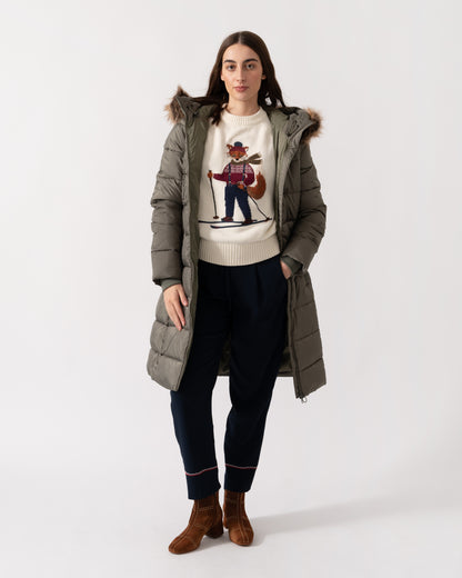 Barbour Rosoman Womens Long Puffer Jacket - Dusty Khaki