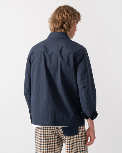 back shot of a model wearing a Belstaff Cargo Mens Overshirt in Dark Ink