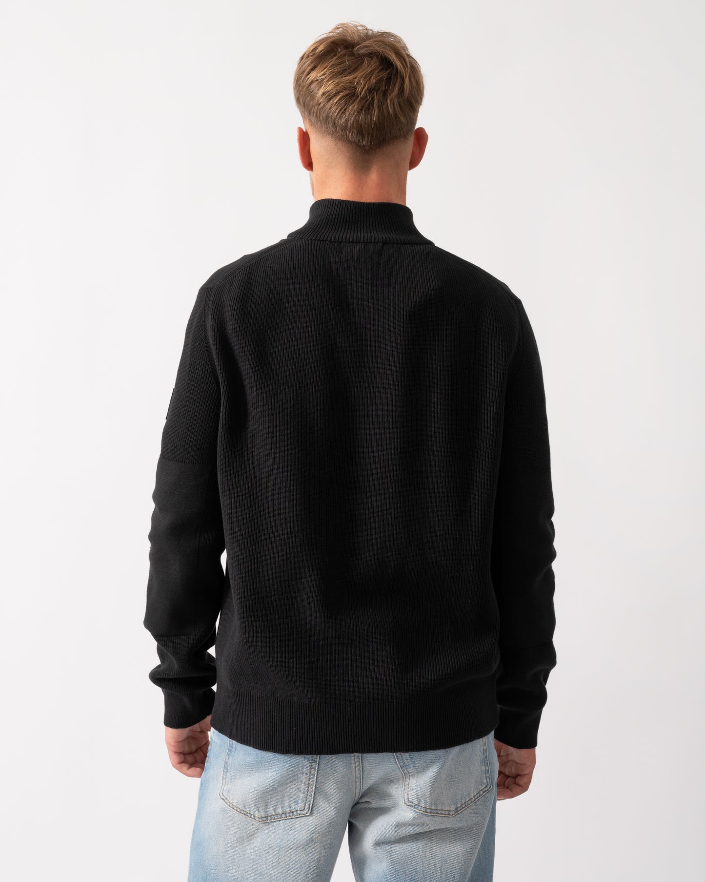 Belstaff Commander Mens Quarter Zip Jumper - Black - CHO - Designer Mens Jumpers