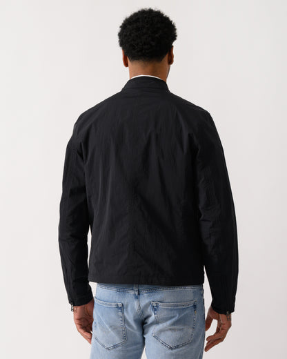 back shot of a model wearing a Belstaff Grid Mens Jacket in Black