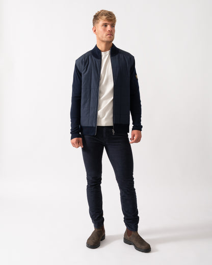 Belstaff Kelbrook Mens Merino Wool Zip Cardigan - Dark Ink - CHO - Designer Mens Jumpers