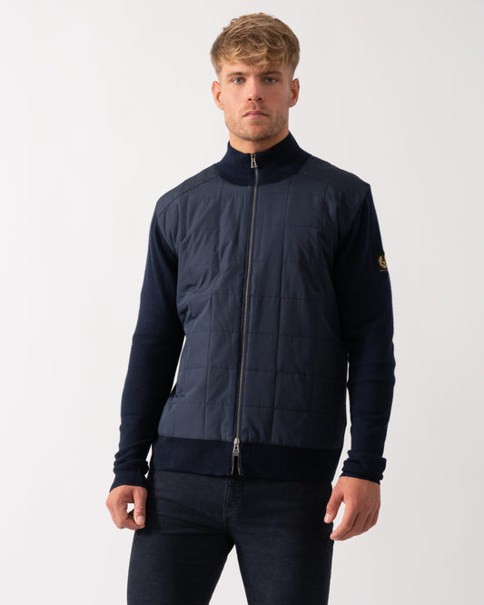 Belstaff Kelbrook Mens Merino Wool Zip Cardigan - Dark Ink