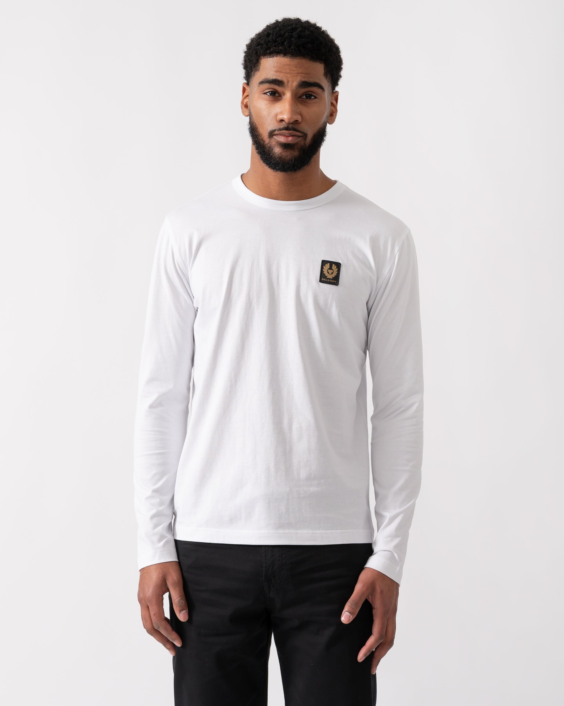 Belstaff Long Sleeved Logo Patch T-Shirt in White