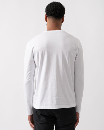 Belstaff Long Sleeved Logo Patch T-Shirt - White - CHO - Designer Mens Logo T-Shirts