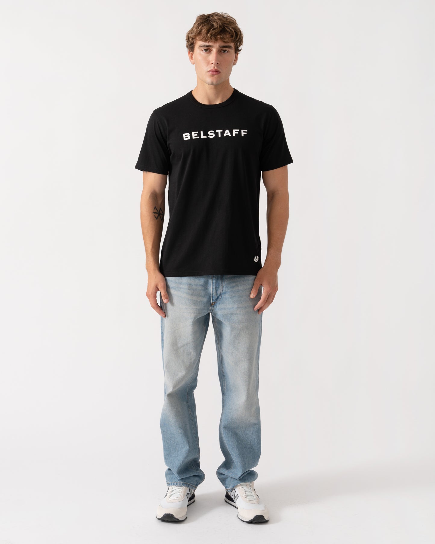 Outfit shot of Belstaff Mens Belstaff Logo T-Shirt - Black