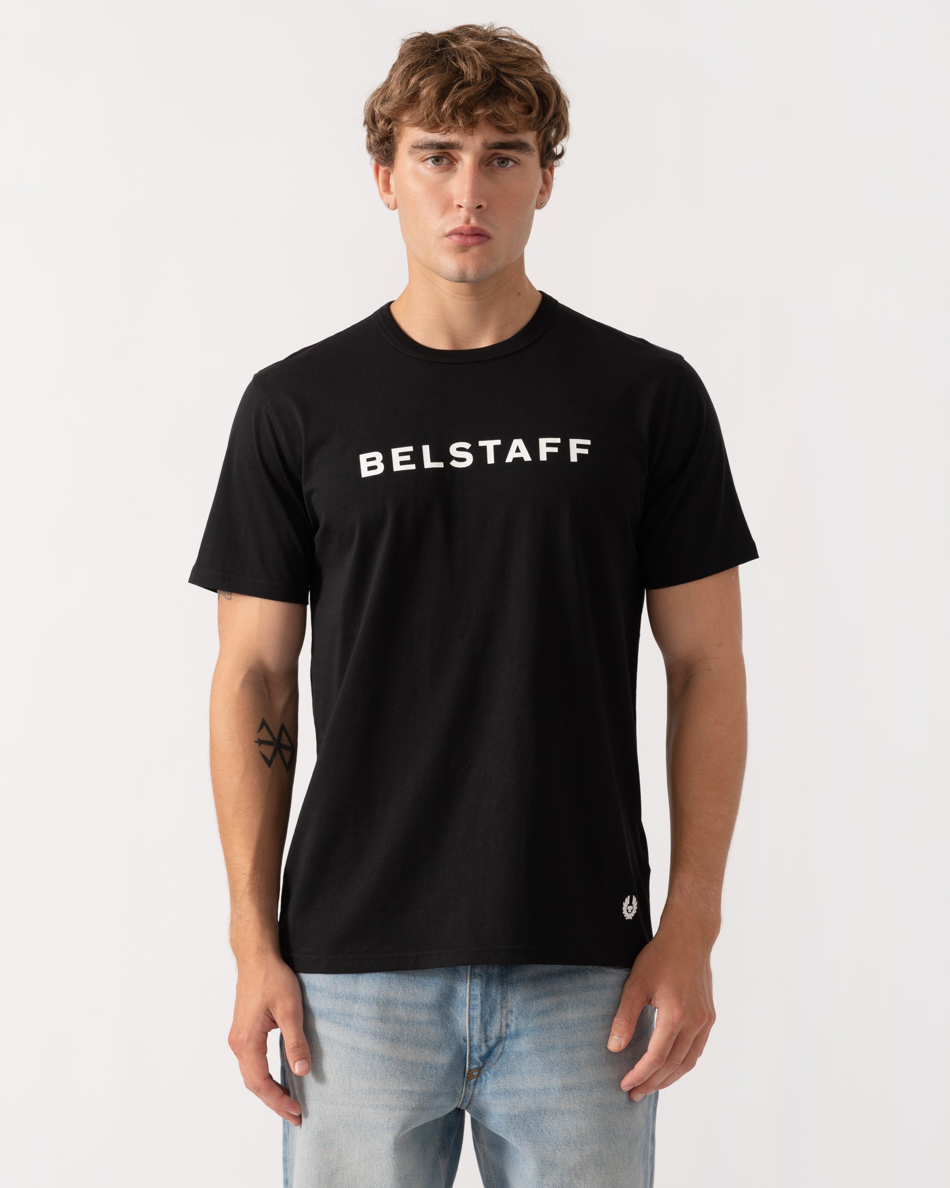 Man wearing Belstaff Mens Belstaff Logo T-Shirt - Black