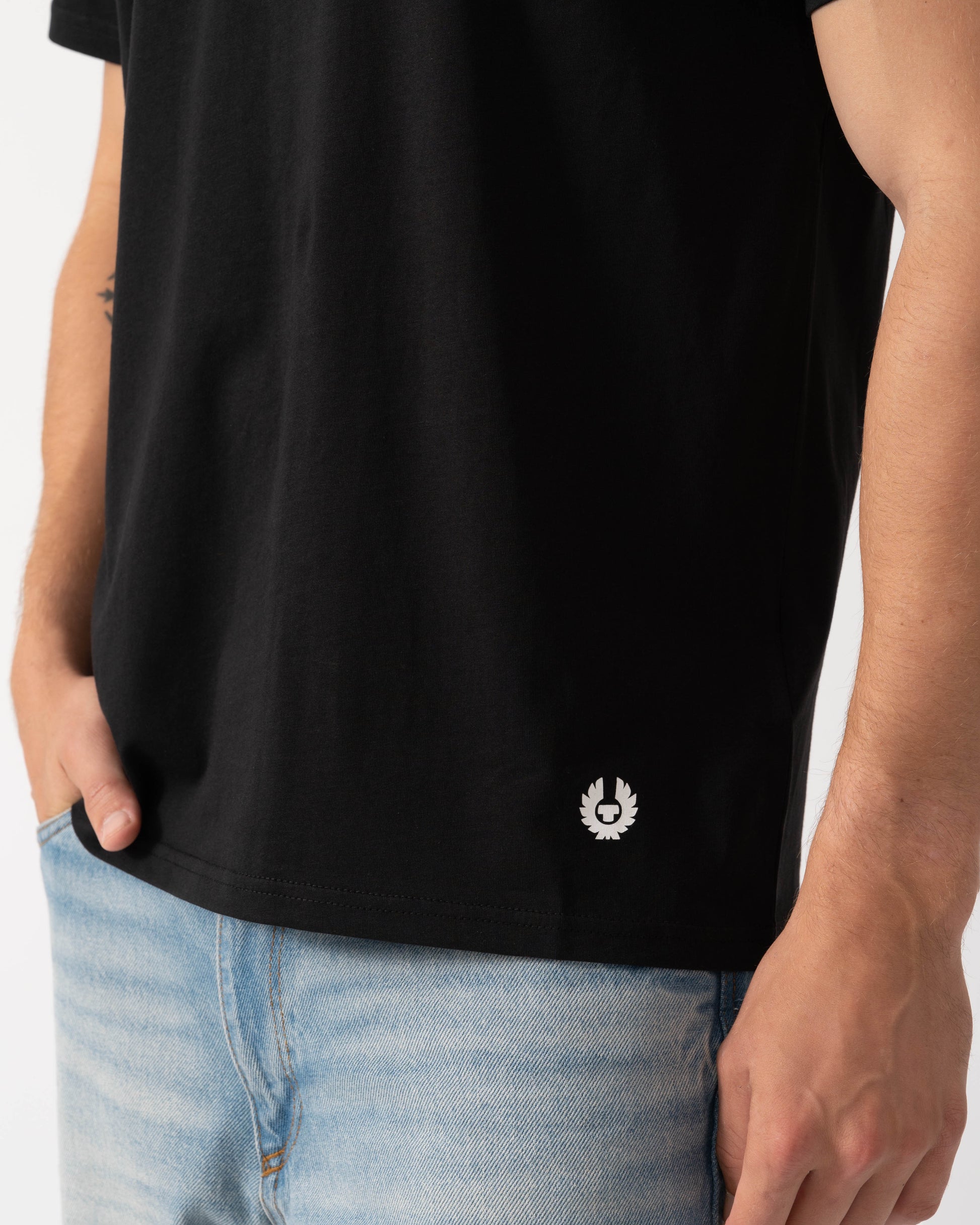 Detail shot of Belstaff Mens Belstaff Logo T-Shirt - Black