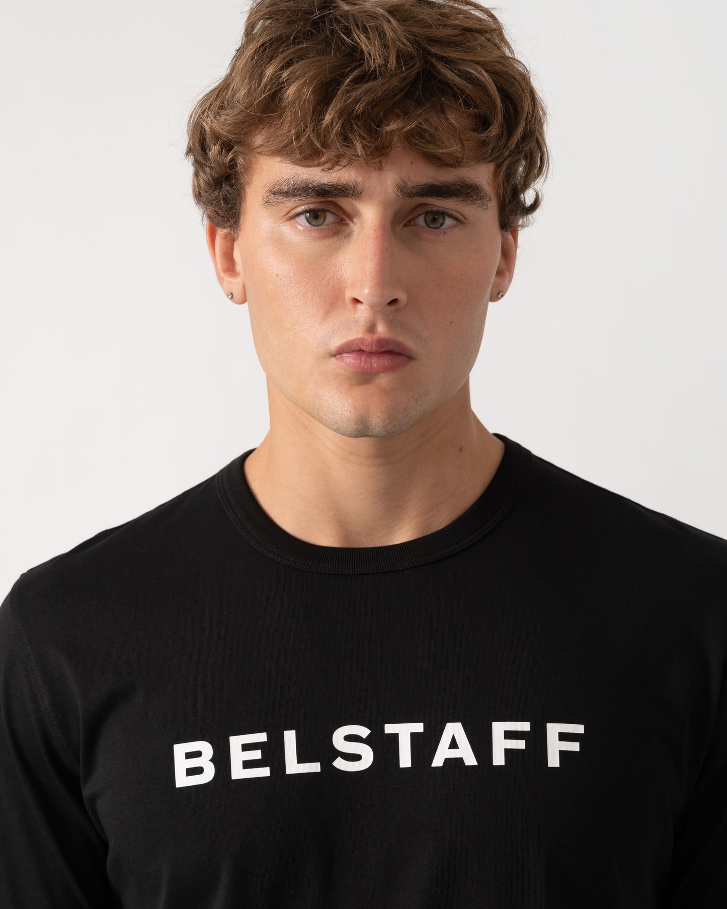 Close up of Belstaff Mens Belstaff Logo T-Shirt - Black