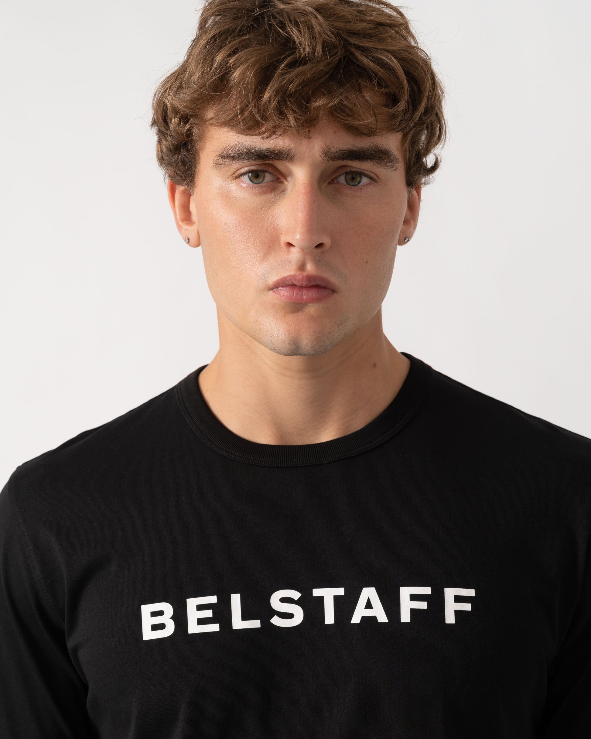 Close up of Belstaff Mens Belstaff Logo T-Shirt - Black