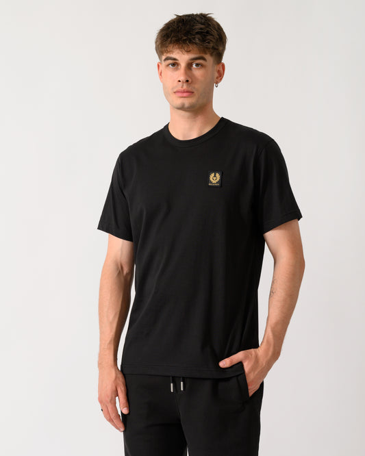 model wearing a Belstaff Mens Icon Logo T-Shirt in Black