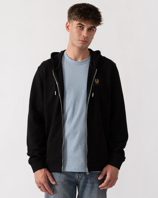 Belstaff Mens Logo Full Zip Hoodie - Black front