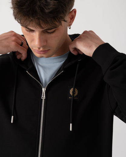 Belstaff Mens Logo Full Zip Hoodie - Black logo detail
