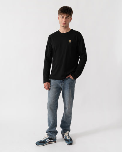Belstaff Mens Long Sleeved Logo T-Shirt - Black full length