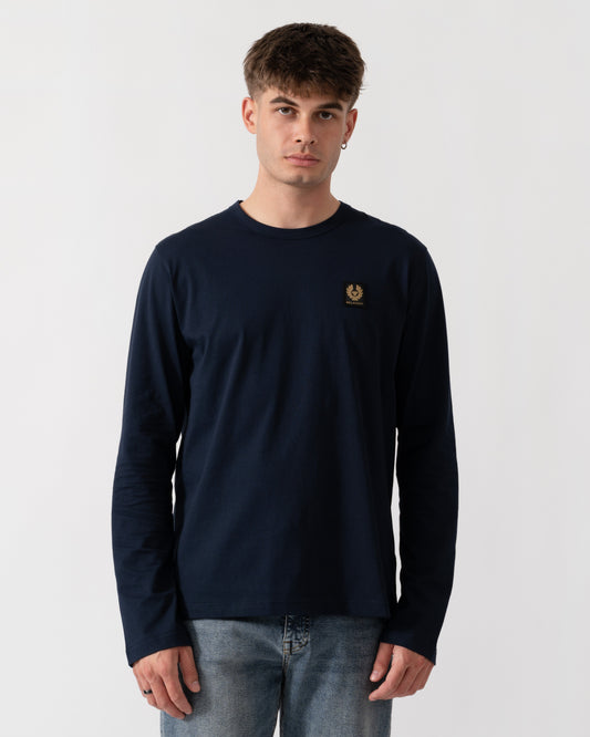 Belstaff Mens Long Sleeved Logo T-Shirt - Dark Ink front