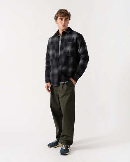 Outfit shot of Belstaff Mens Outpost Shirt Brushed Cotton Flannel - Black