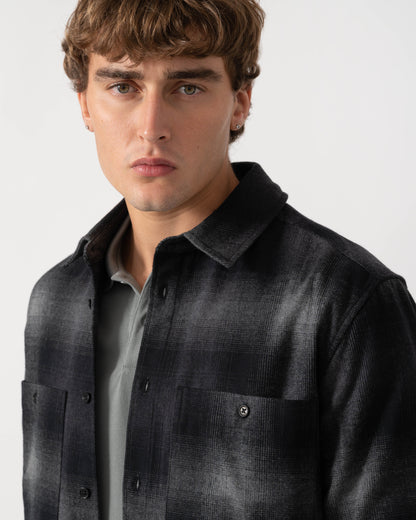 Detail of Belstaff Mens Outpost Shirt Brushed Cotton Flannel - Black