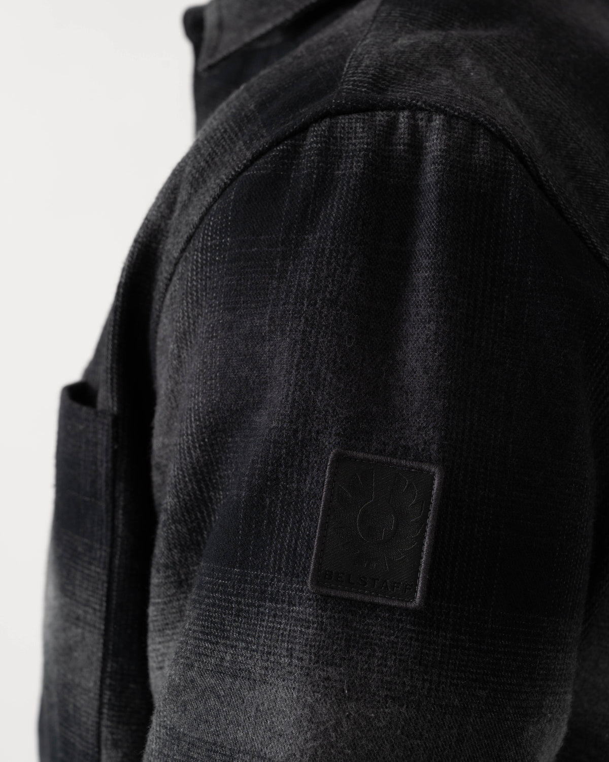 Detail of Belstaff Mens Outpost Shirt Brushed Cotton Flannel - Black