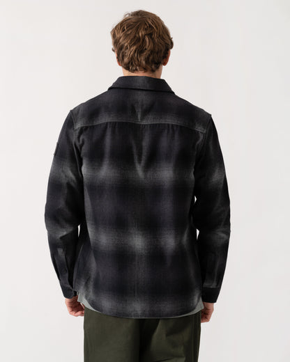 Back of Belstaff Mens Outpost Shirt Brushed Cotton Flannel - Black